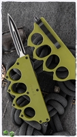 Knuckle D/A OTF Auto Green Handle D/E Two-Tone Blade