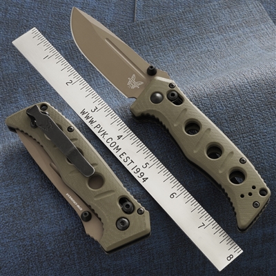 Benchmade Adamas Automatic Knife, OD G-10 Scales, 3.8" FE CPM-CruWear