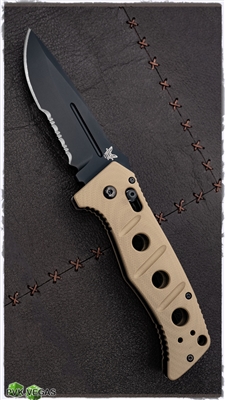 Benchmade Adamas 2750 Auto Black Serrated Blade Tan Scales