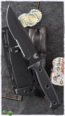 Benchmade Sibert Arvensis Knife, Black Serrated 154-CM, Black G-10