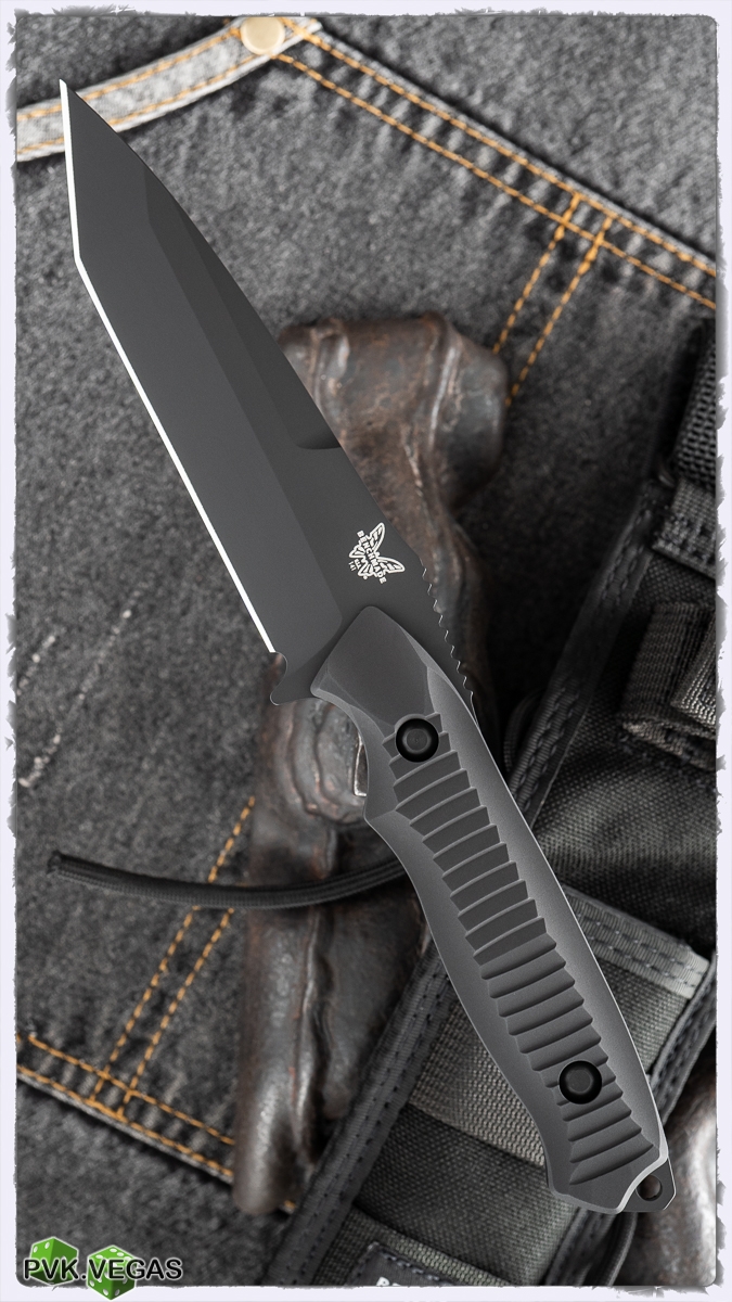 Benchmade Nimravus Tanto Fixed Blade, 154CM, Black Aluminum Scales