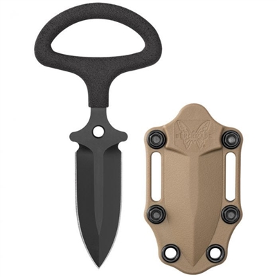 Benchmade Adamas CBK Backup Push Dagger, Black 440C, Desert Sand Sheath