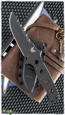 Benchmade 375 Adamas Fixed Blade, Black D2, Black Sheath