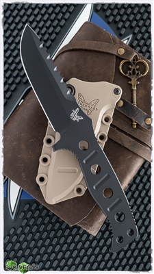 Benchmade 375 Adamas Fixed Blade, Black D2, Desert Tan Sheath