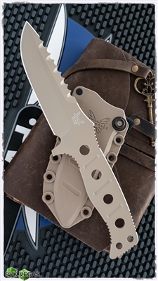 Benchmade 375 Adamas Fixed Blade, Desert Sand D2, Tan Sheath