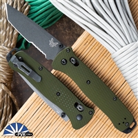 Benchmade Bailout AXIS Lock, Green Aluminum, Gray Serrated CPM-M4