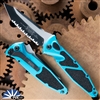 Microtech Socom Elite Auto 161A-3TQ Tanto Edge Black Full Serrated Blade, Turquoise Handle