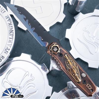 Blackside Customs/ Starlingear Americana, Sumi Wave Finish Magnacut Blade, Custom Copper Handle Scales. One Of A Kind.