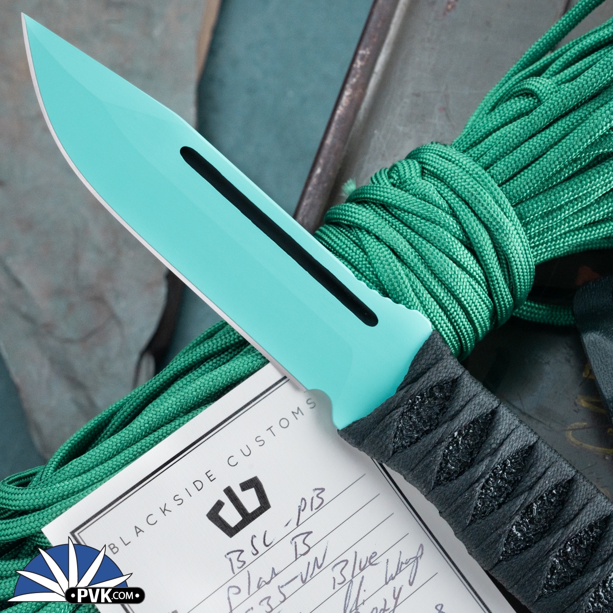 Blackside Customs Plan B Tuffany Blue S35VN Blade, Bastinelli Wrap Handle