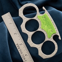 BURN Custom 4 Finger Knuckles Gator Engraved Stainless Steel 1/2" Green Juma Dragonskin Onlays