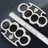 BURN Custom 4 Finger Knuckles Stainless Steel 1/2" Carbon Fiber Inlay Punisher Skull