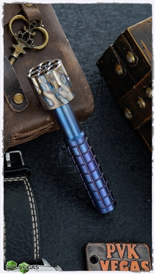 BURN Custom Bit Driver, Titanium Frag Pattern Blue Anodized