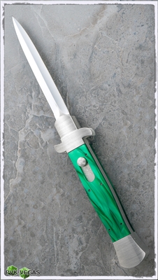 BURN Knives OTF D/A Italian Stiletto Green Pearlex