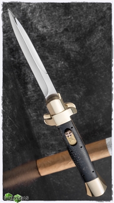 BURN Knives Custom D/A OTF Italian Bayonet Brass & Juma Blacksnake Scales