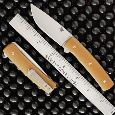 Brad Zinker FR Flipper, Stonewashed CPM154, Vintage Paper Micarta Scales