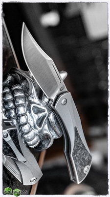 Isham Bladeworks Titanium Blackstar Slip Joint Knife Marbled Carbon Fiber Inlays