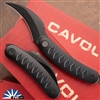 Cavol Knives Kage Front Flipper M390 Black Blade, Black Titanium Handle W/ Blue Accents - C03DDWB
