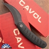 Cavol Knives Kage Front Flipper M390 Black Blade, Black Titanium Handle C03DW