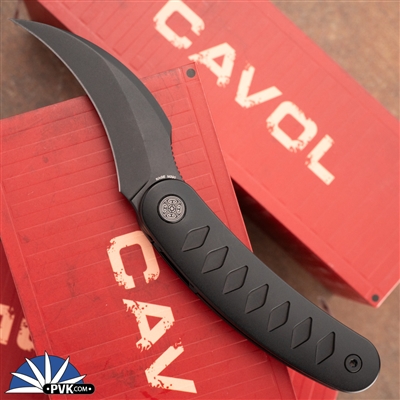 Cavol Knives Kage Front Flipper M390 Black Blade, Black Titanium Handle C03DW