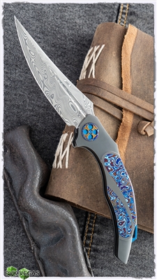 Ron Best Onyx Automatic, Zirc Scales Moku-Ti & Pearl Inlays with Damasteel Blade