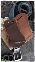 Custom Left Hand Right Hip Crossdraw Brown Leather Black Stitching Knife Sheath