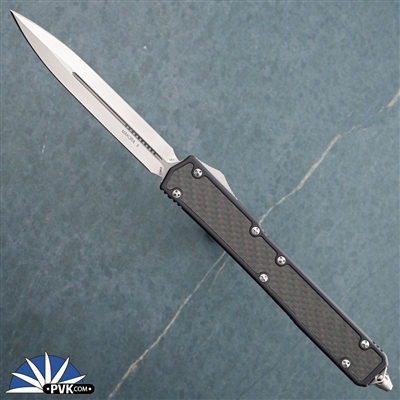 Microtech (Original) Makora II 106-4 Double Edge Satin Blade, Black Handle Carbon Fiber Inlay 05/2014 #4220