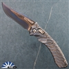 Marfione Custom Amphibian Persian Meteor Gomai Pattern Broken Anvil Damascus Blade, Flamed Titanium Handle, Bronze HW 11/2023