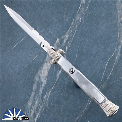 Collection Piece - Latama X Painted Pony Designs 11" Fileworked Bayonet, Polished Aluminum Scales W/ Mother Of Pearl Inlays , 2013, SN236, Limited Edition