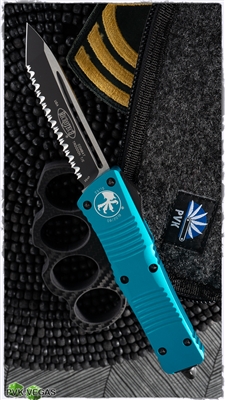 Microtech Combat Troodon T/E 144-3TQ Full Serrated Turquoise Handle