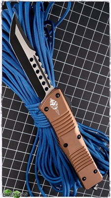 Microtech Combat Hellhound 219-DLCTA Tan Handle Black Blade