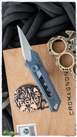 CIVIVI Mandate Blue Titanium Utility Knife, With 2 Extra - 9Cr18MoV Blade And 1 - Damascus Blade