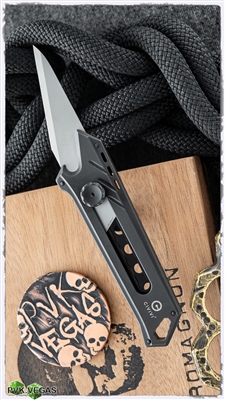 CIVIVI Mandate Black Titanium Utility Knife, With 2 Extra - 9Cr18MoV Blade And 1 - Damascus Blade