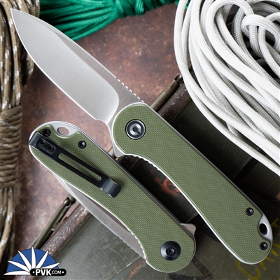 CIVIVI Elementum Liner Lock Knife, Green  G10 Scales, 2.9" Satin D2 Steel Blade