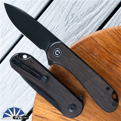 CIVIVI Elementum Liner Lock, 2.9" Black Stonewash D2 Blade, Ebony Wood Scales