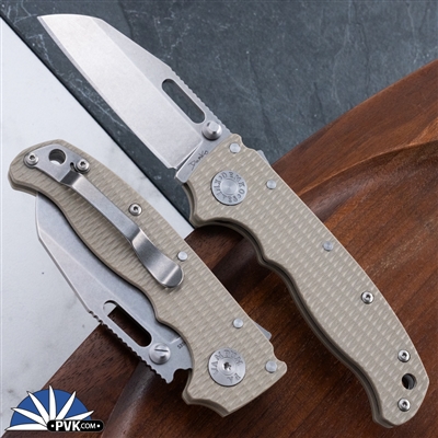 Demko Knives AD20.5 S35VN Stonewash Slotted Shark Foot Blade, Shark Lock, Coyote G10 Handles