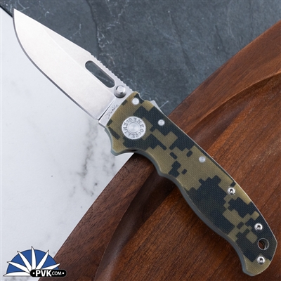 Demko Knives AD20.5 S35VN Stonewash Slotted Clip Point Blade, Shark Lock, Digi Camo G10 Handles