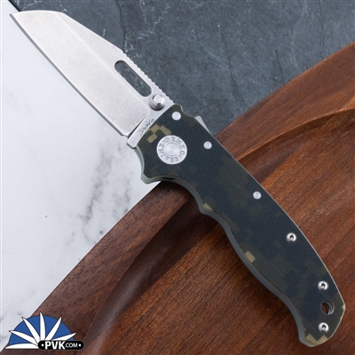 Demko Knives AD20.5 S35VN Stonewash Slotted Shark Foot Blade, Shark Lock, Digi Camo G10 Handles