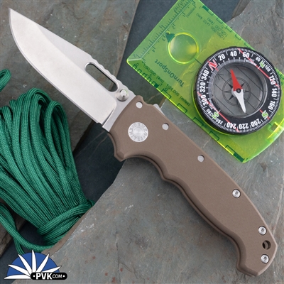 Demko Knives MG AD20S Shark-Lock Stonewash Clip Point Blade, Flat Dark Earth  G10 Peel-Ply Handles