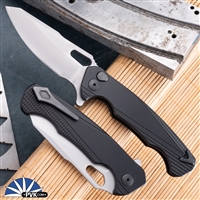 Dead Reckon Knives RB-1512-27 Black Ridgeback, Satin Blade, Type III Black Ano Handle V1