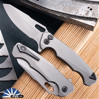 Dead Reckon Knives RB-1511-21 Ridgeback, Satin Blade, Titanium Glass Bead Handle