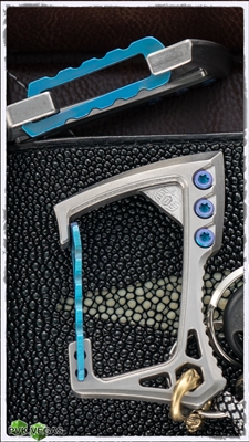 EOS Titanium Carabiner Satin Finish with Blue Hardware