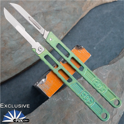 EOS Custom Scalpel, #14 Blade, Antique Green Ano Skeletonized Handle PVK Exclusive