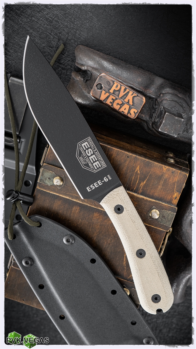 ESEE Knives ESEE-6HM-K Black Plain Edge, Traditional Micarta