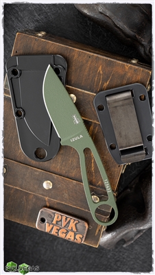 ESEE Knives Izula OD Green, Survival Neck Knife w/Sheath & Kit