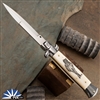 Custom Scrimshaw Engraved Frank B Italian Stiletto 9" Bayonet Blade Bone (23CM) "Catgirl"
