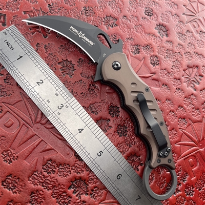 Fox Knives Karambit, Bronze  Aluminum, 3.2" Black N690
