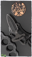 Fred Perrin Mini Push Dagger Neck Knife, 2.5 Inch Darkwashed 440C Double-Edge Blade, Black Kydex Sheath
