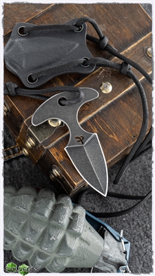 Fred Perrin Mini Push Dagger Neck Knife, 1.5 Inch 440C Double-Edge Blade, Black Kydex Sheath