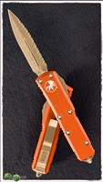Microtech UTX-85 D/E 232-15OR Bronzed Full Serrated Blade & Hardware Orange Handle