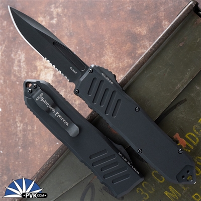 Guardian Tactical RECON-040 Single Edge, Black Partial Serrated Blade, Black Handle, Tactical 113112